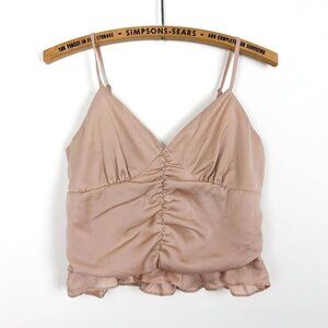 Active USA Womens Medium Blush Ruched Cropped Cami  Spaghetti Strap Festival